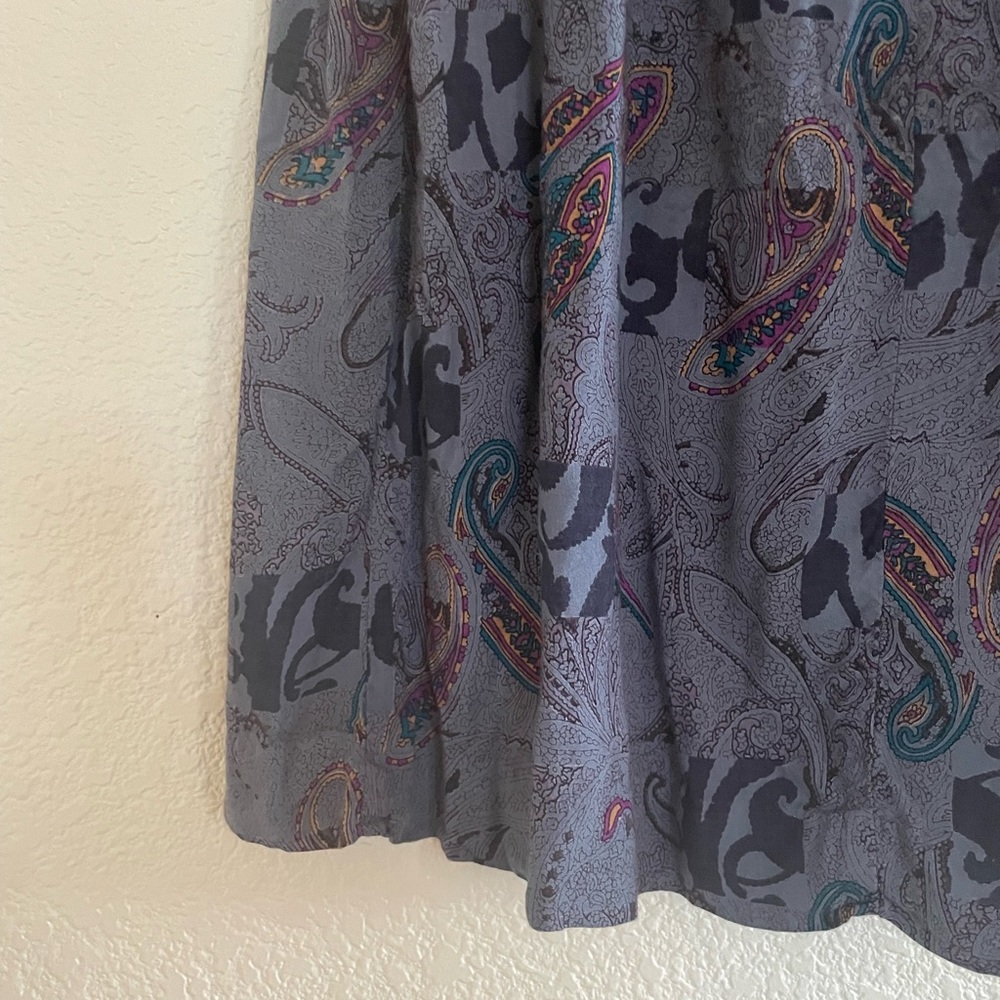 Vintage | blue paisley skirt midi length high waisted side pockets size … - Picture 8 of 9